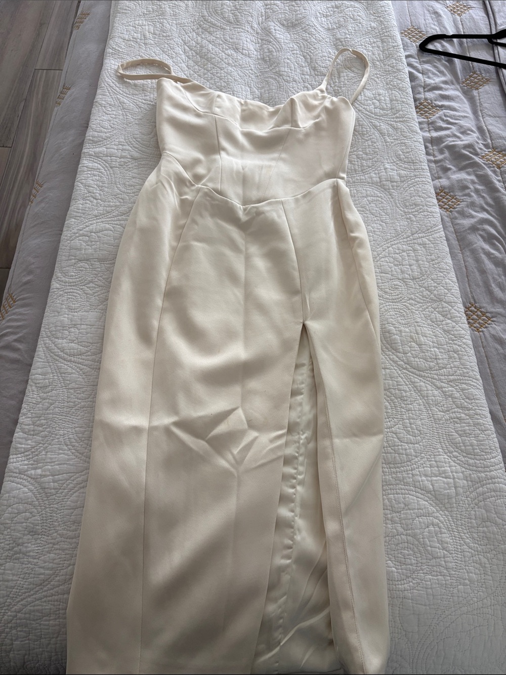 House of CB Cream Maxi Slip Dress with Front Slit